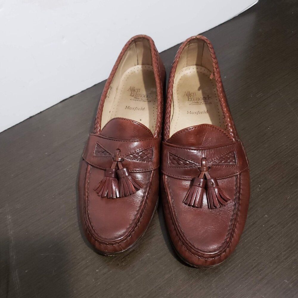 Allen Edmonds Maxfield 6203 Brown Leather Dress Loafers Tassel USA Made 10D - Picture 2 of 14